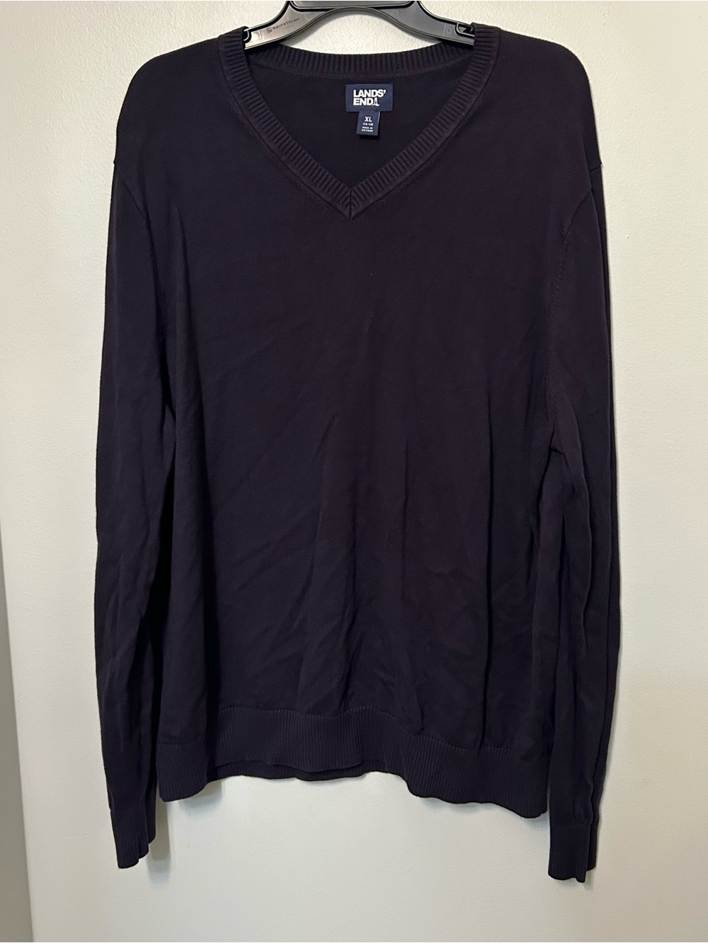 Lands'‎ End Men's Navy Blue V-Neck Sweater XL